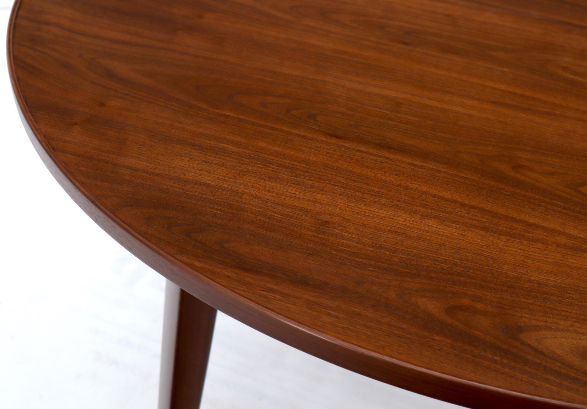 EstablishedLines Dunbar Round Walnut Dining Table with 2 Extension Boards Leafs Racetrack Shape