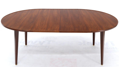 EstablishedLines Dunbar Round Walnut Dining Table with 2 Extension Boards Leafs Racetrack Shape