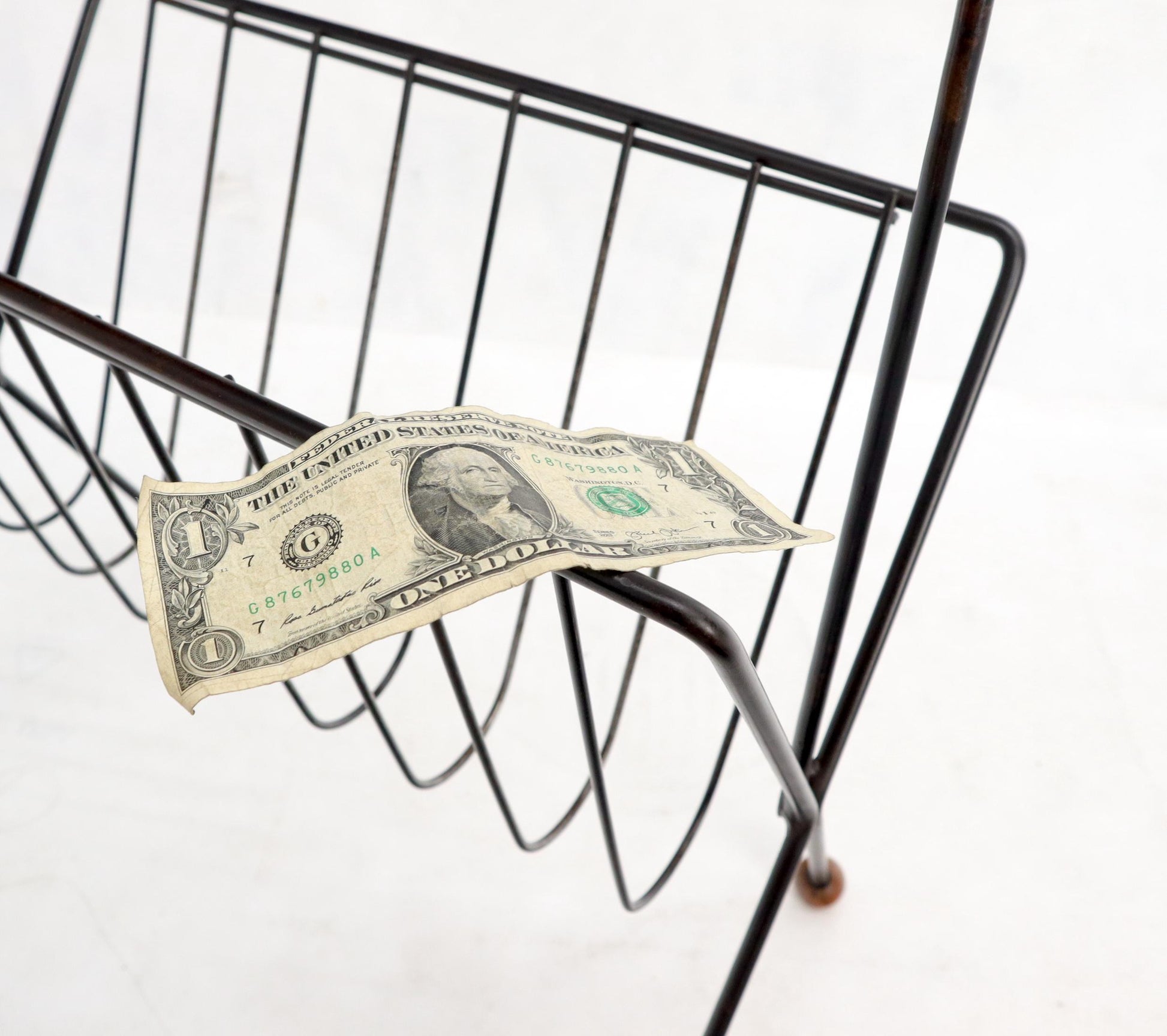 EstablishedLines Mid-Century Modern Ball Feet Tony Paul Magazine Rack Stand