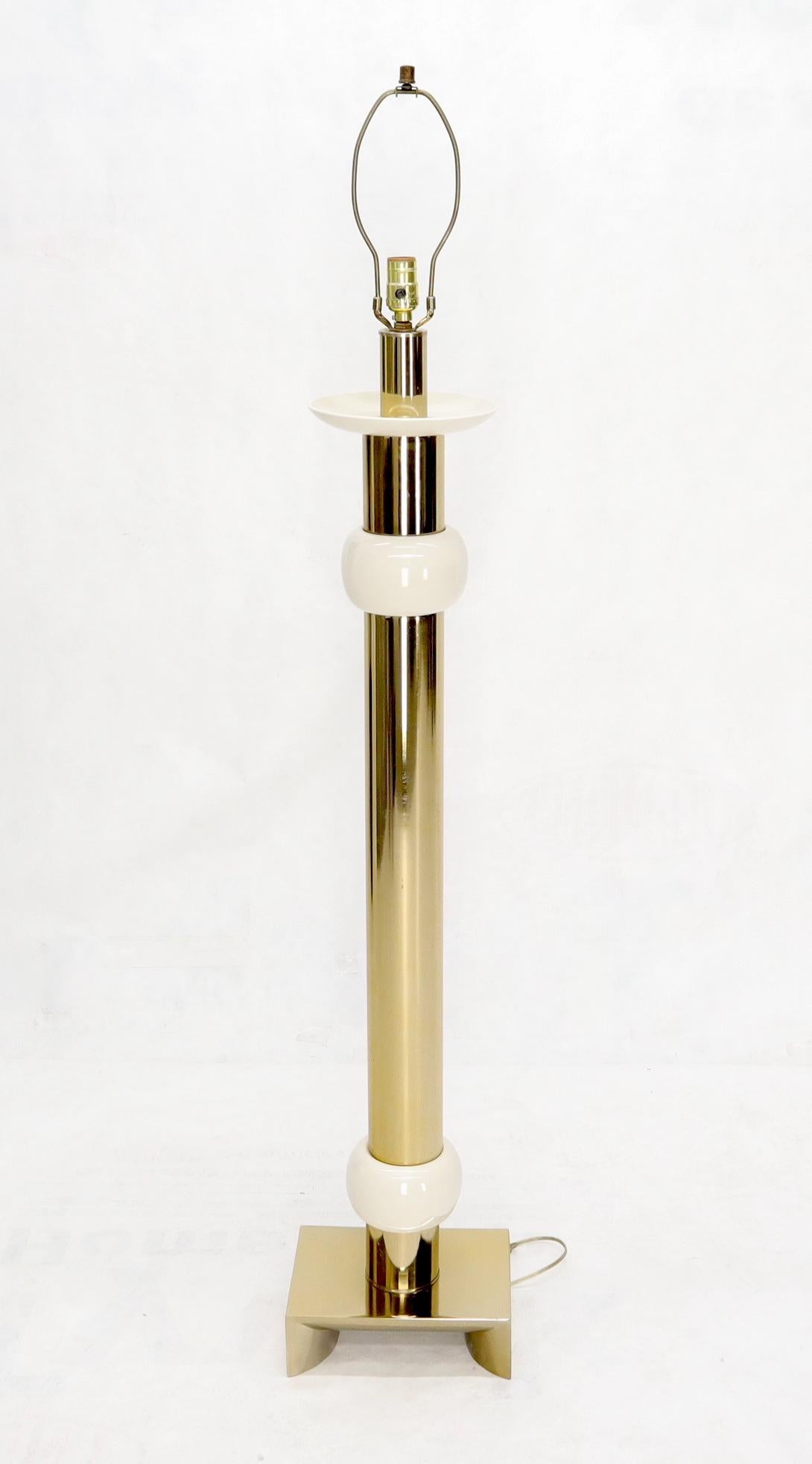 EstablishedLines Mid-Century Modern Brass Heavy Bracket Shape Base Floor Lamp