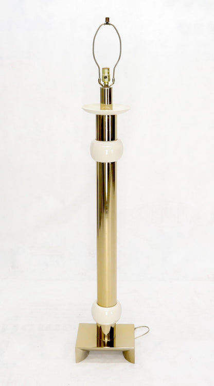 EstablishedLines Mid-Century Modern Brass Heavy Bracket Shape Base Floor Lamp