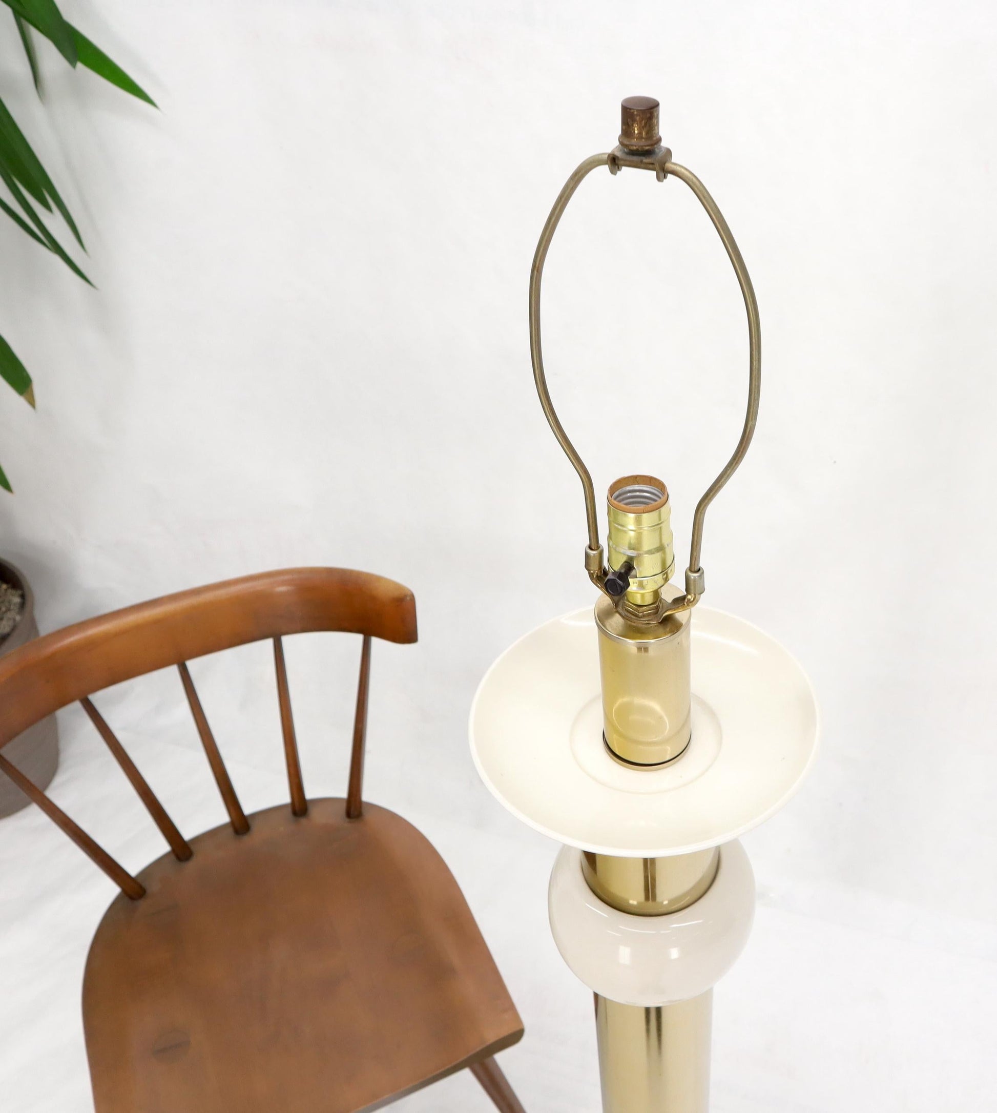 EstablishedLines Mid-Century Modern Brass Heavy Bracket Shape Base Floor Lamp