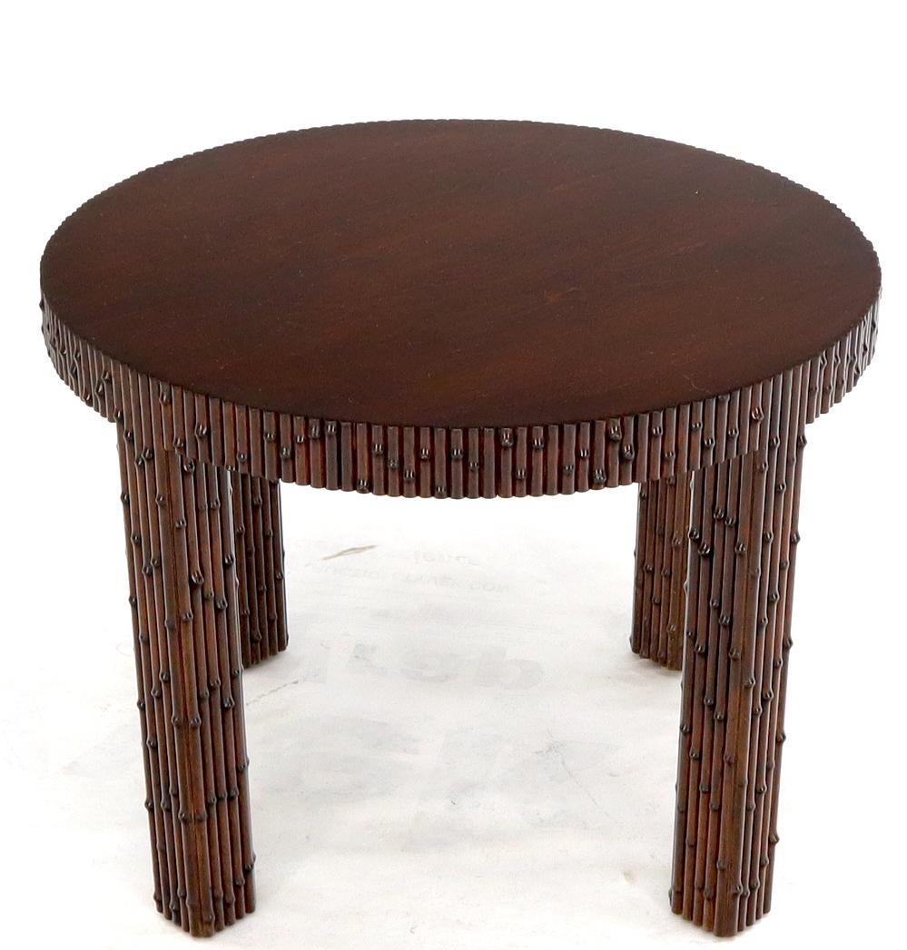 EstablishedLines Mid-Century Modern Faux Bamboo Round Side Occasional Table