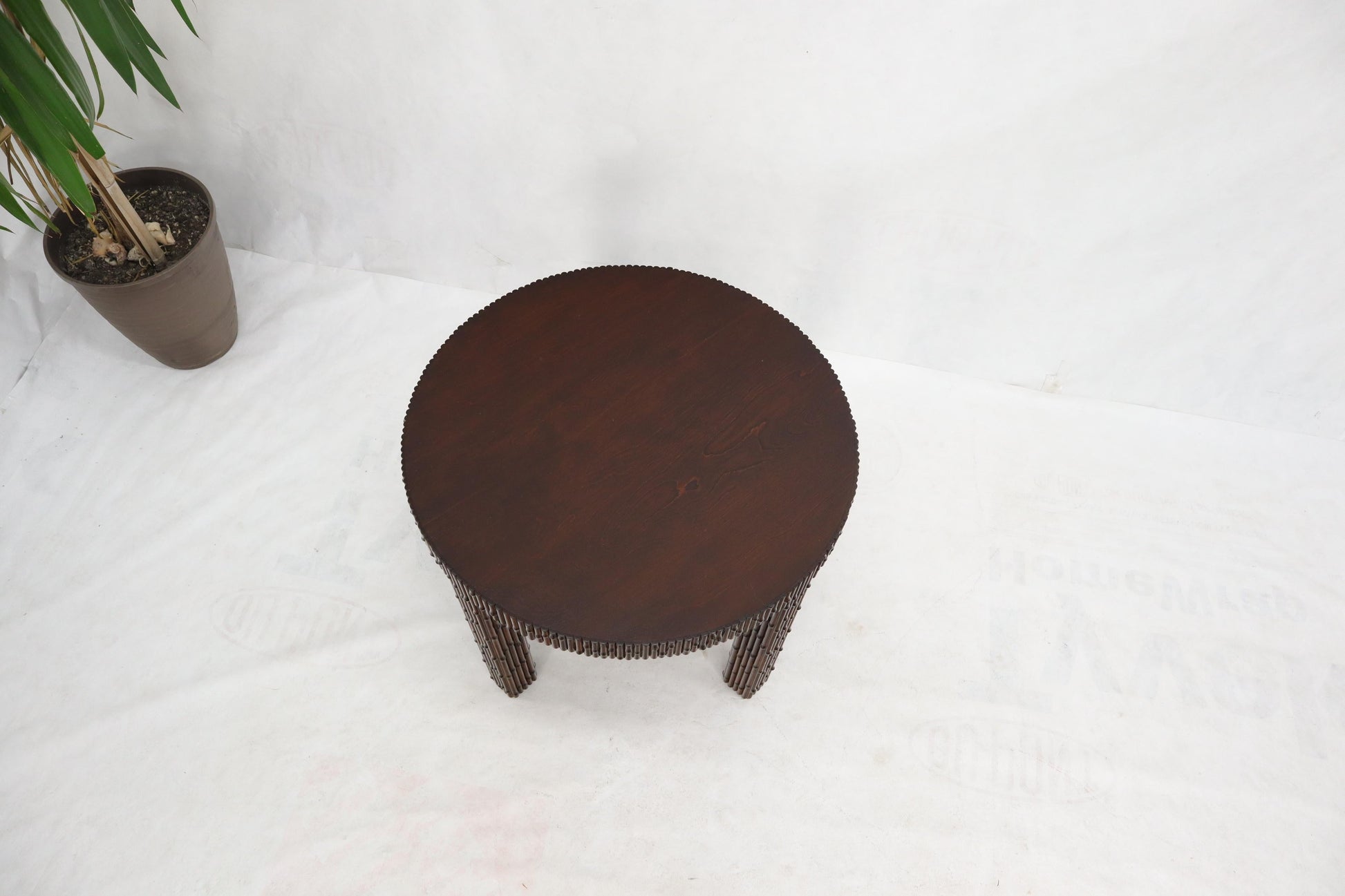 EstablishedLines Mid-Century Modern Faux Bamboo Round Side Occasional Table