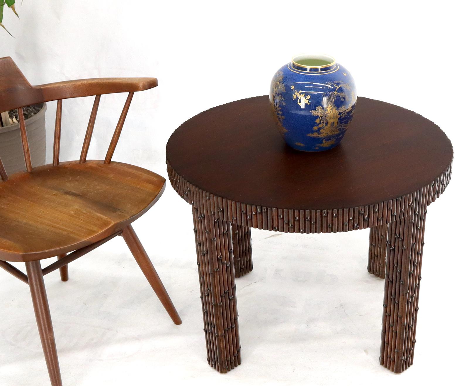 EstablishedLines Mid-Century Modern Faux Bamboo Round Side Occasional Table