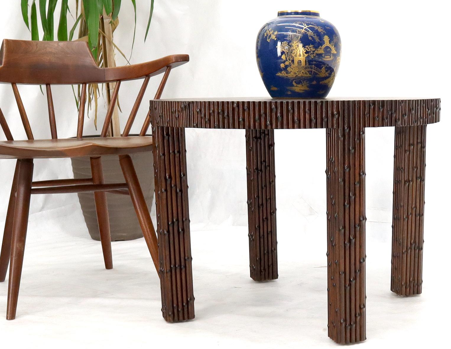 EstablishedLines Mid-Century Modern Faux Bamboo Round Side Occasional Table