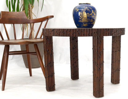 EstablishedLines Mid-Century Modern Faux Bamboo Round Side Occasional Table
