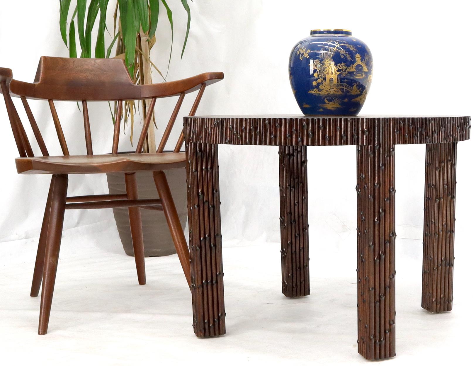 EstablishedLines Mid-Century Modern Faux Bamboo Round Side Occasional Table
