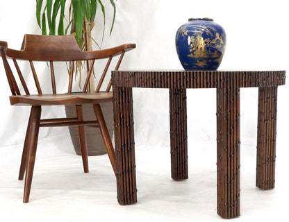 EstablishedLines Mid-Century Modern Faux Bamboo Round Side Occasional Table