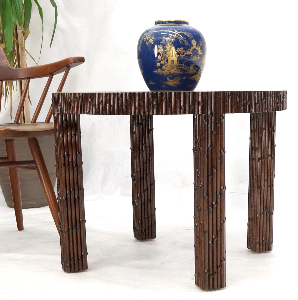 EstablishedLines Mid-Century Modern Faux Bamboo Round Side Occasional Table