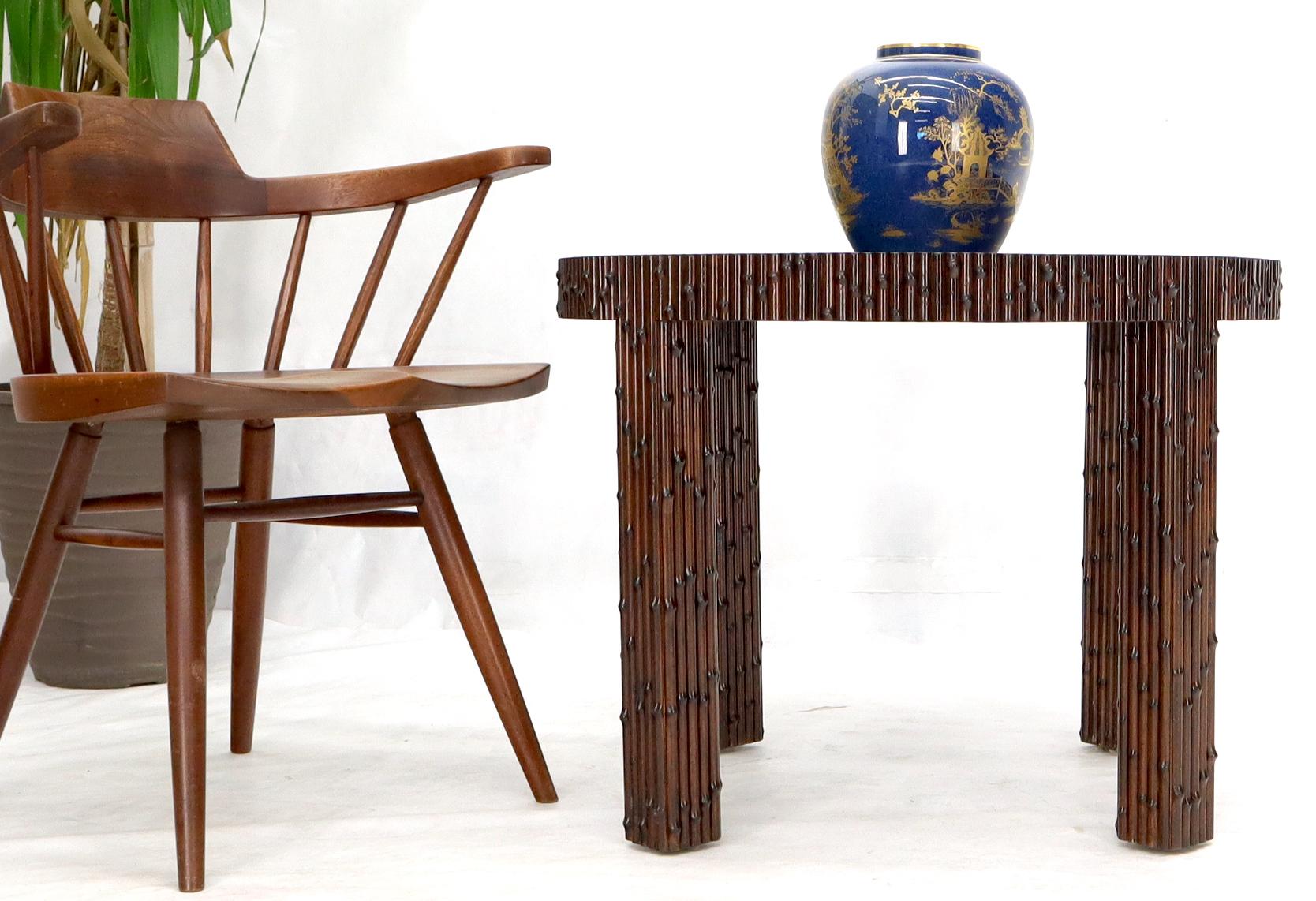 EstablishedLines Mid-Century Modern Faux Bamboo Round Side Occasional Table