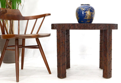 EstablishedLines Mid-Century Modern Faux Bamboo Round Side Occasional Table