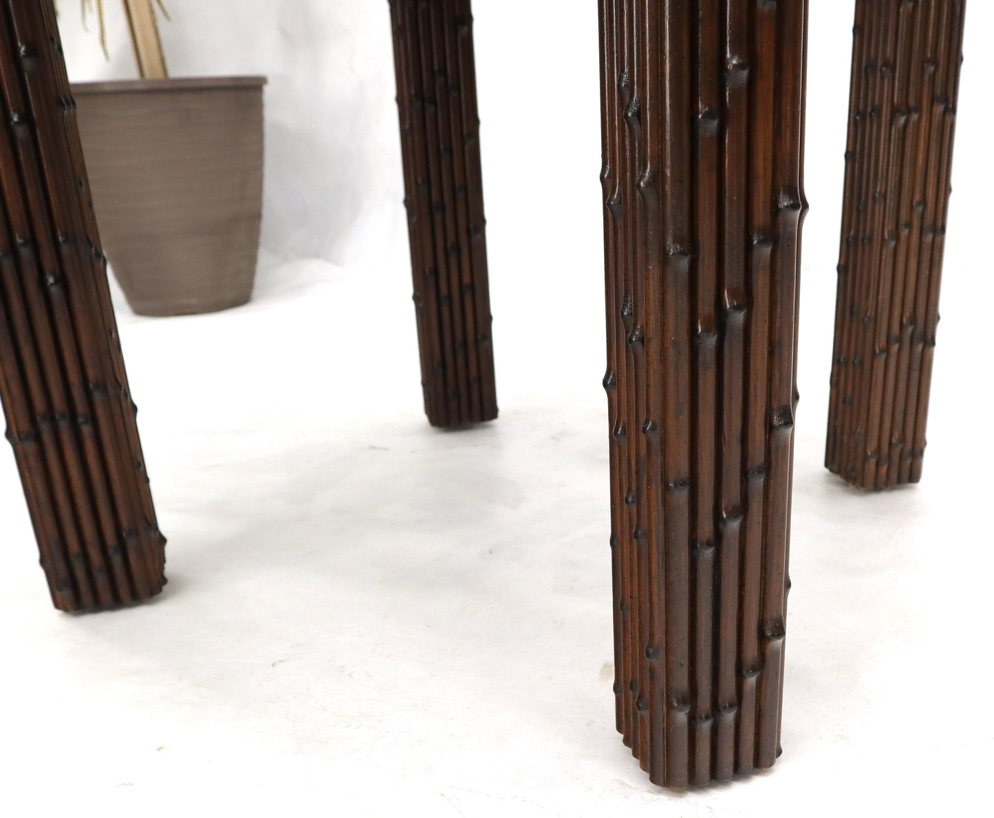 EstablishedLines Mid-Century Modern Faux Bamboo Round Side Occasional Table