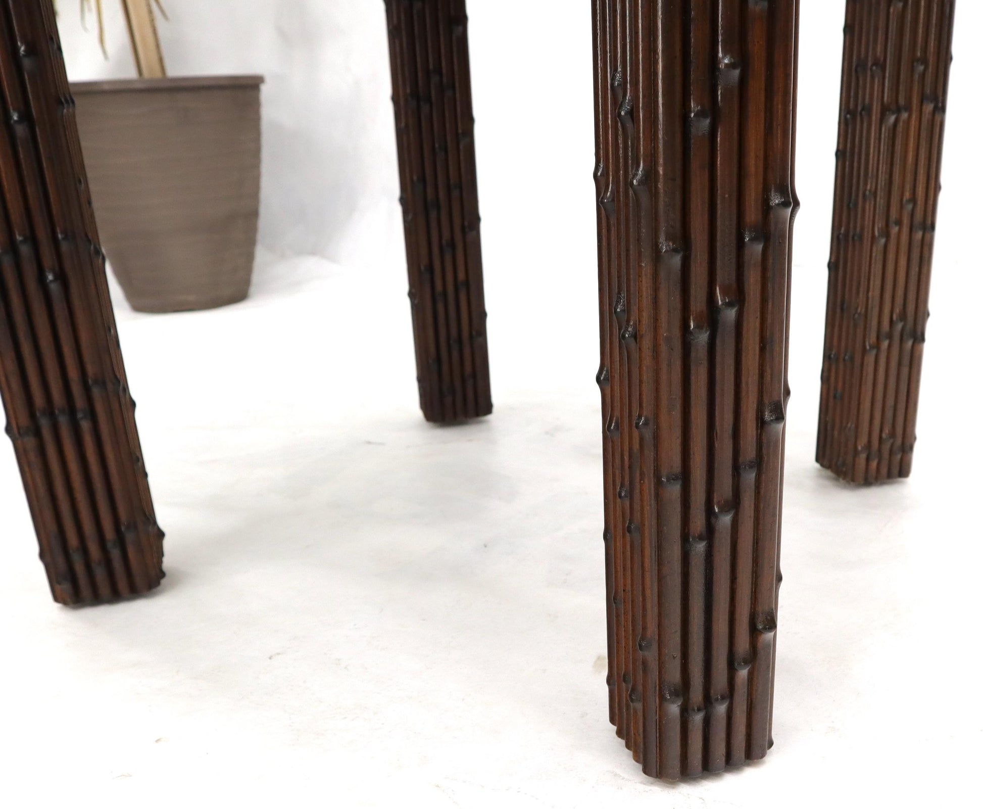 EstablishedLines Mid-Century Modern Faux Bamboo Round Side Occasional Table