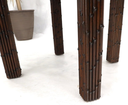 EstablishedLines Mid-Century Modern Faux Bamboo Round Side Occasional Table