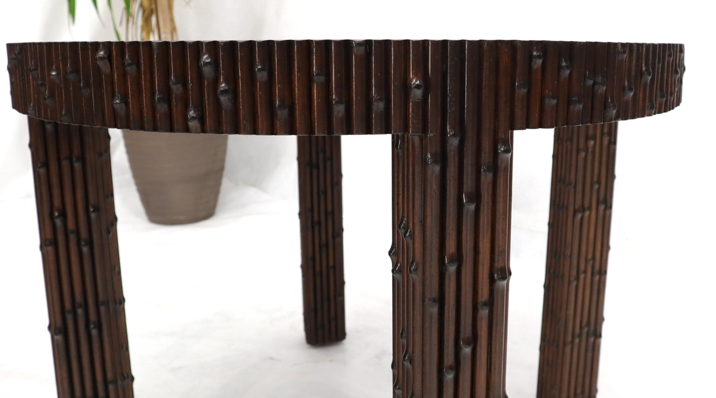 EstablishedLines Mid-Century Modern Faux Bamboo Round Side Occasional Table