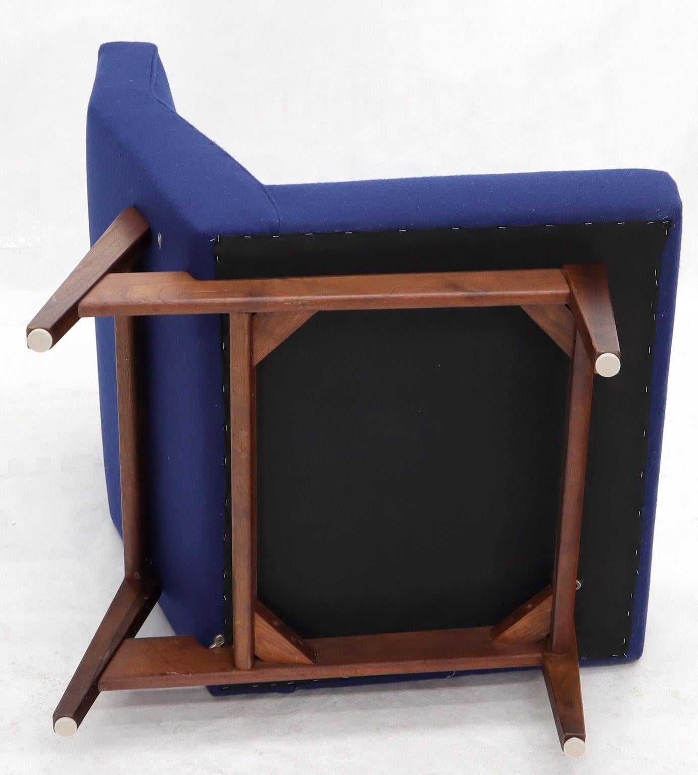 EstablishedLines Pair of New Navy Blue Wool Upholstery Lounge Slipper Chairs