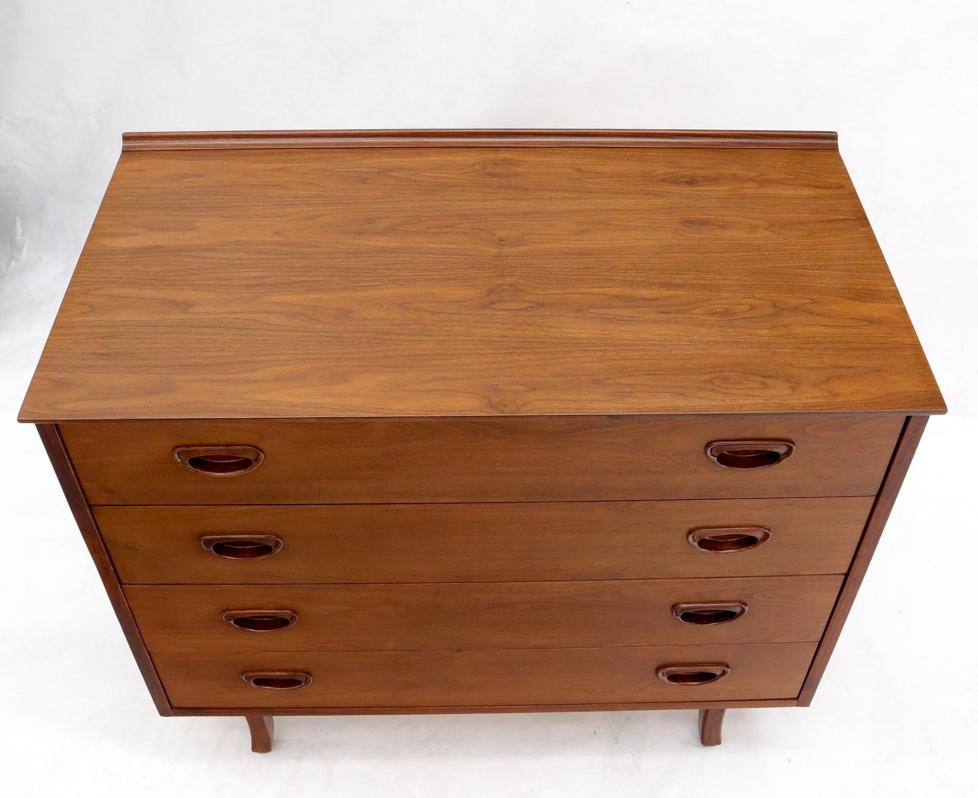 EstablishedLines Oiled Walnut 4 Drawers Back Splash Bachelor Chest Dresser