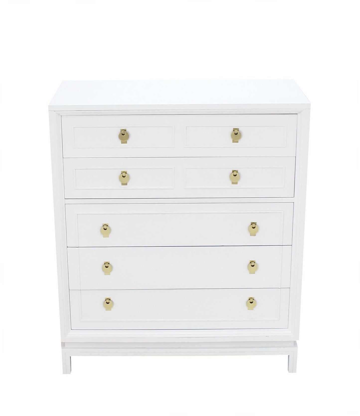 White Lacquer High Chest with Brass Pulls