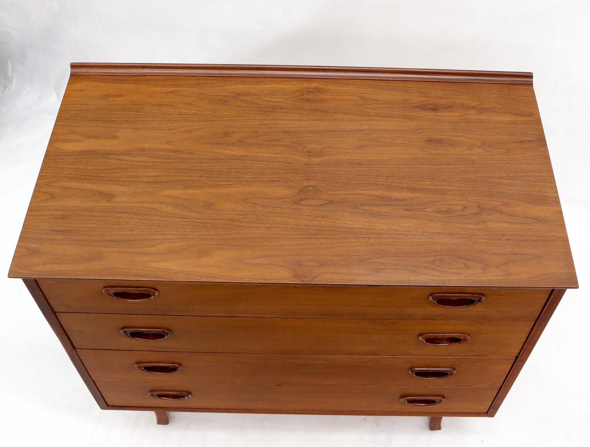 EstablishedLines Oiled Walnut 4 Drawers Back Splash Bachelor Chest Dresser