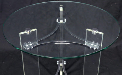 EstablishedLines Round Glass Chrome & Lucite Occasional Side End Table Stand Charles Hollis Jones