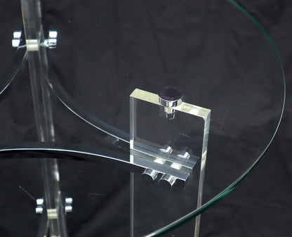 EstablishedLines Round Glass Chrome & Lucite Occasional Side End Table Stand Charles Hollis Jones