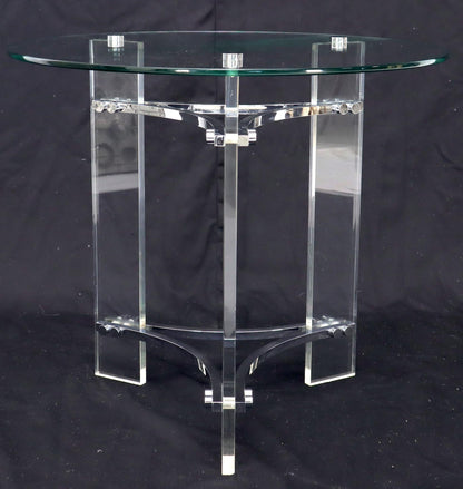 EstablishedLines Round Glass Chrome & Lucite Occasional Side End Table Stand Charles Hollis Jones