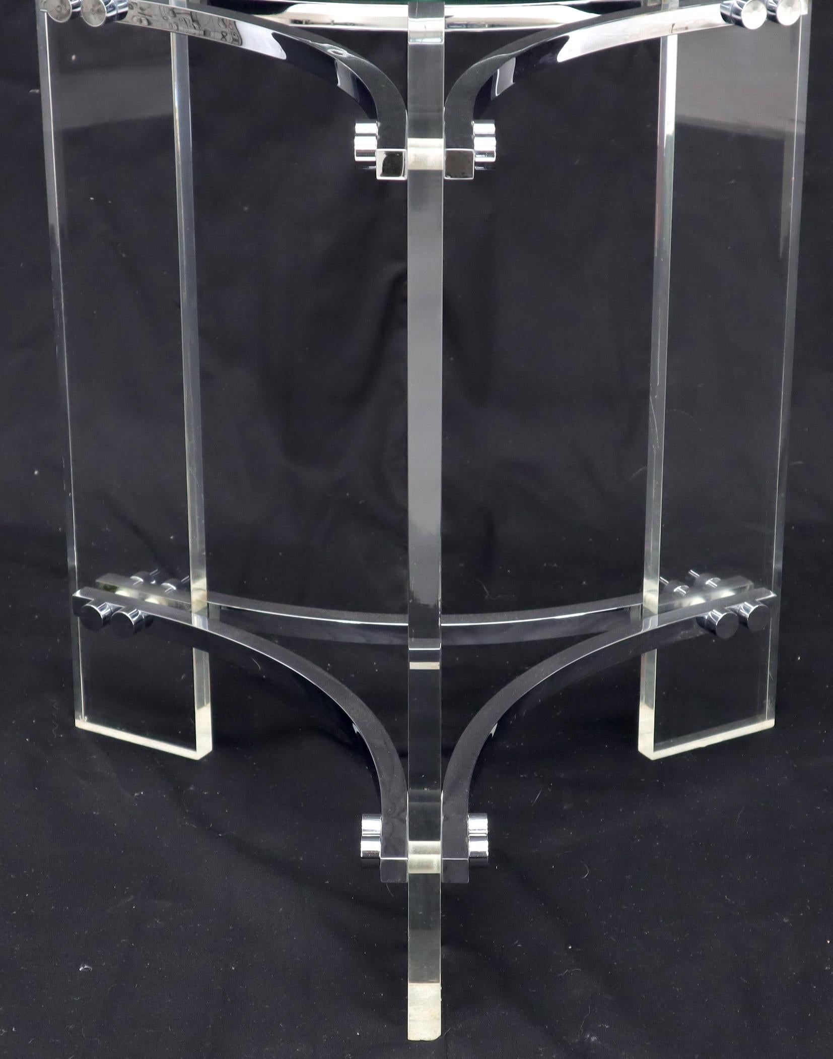 EstablishedLines Round Glass Chrome & Lucite Occasional Side End Table Stand Charles Hollis Jones