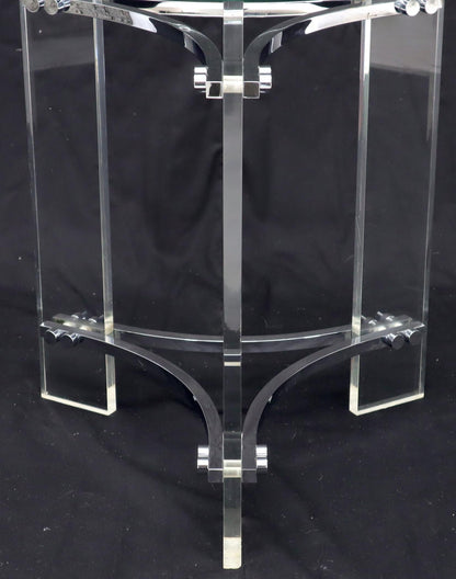 EstablishedLines Round Glass Chrome & Lucite Occasional Side End Table Stand Charles Hollis Jones
