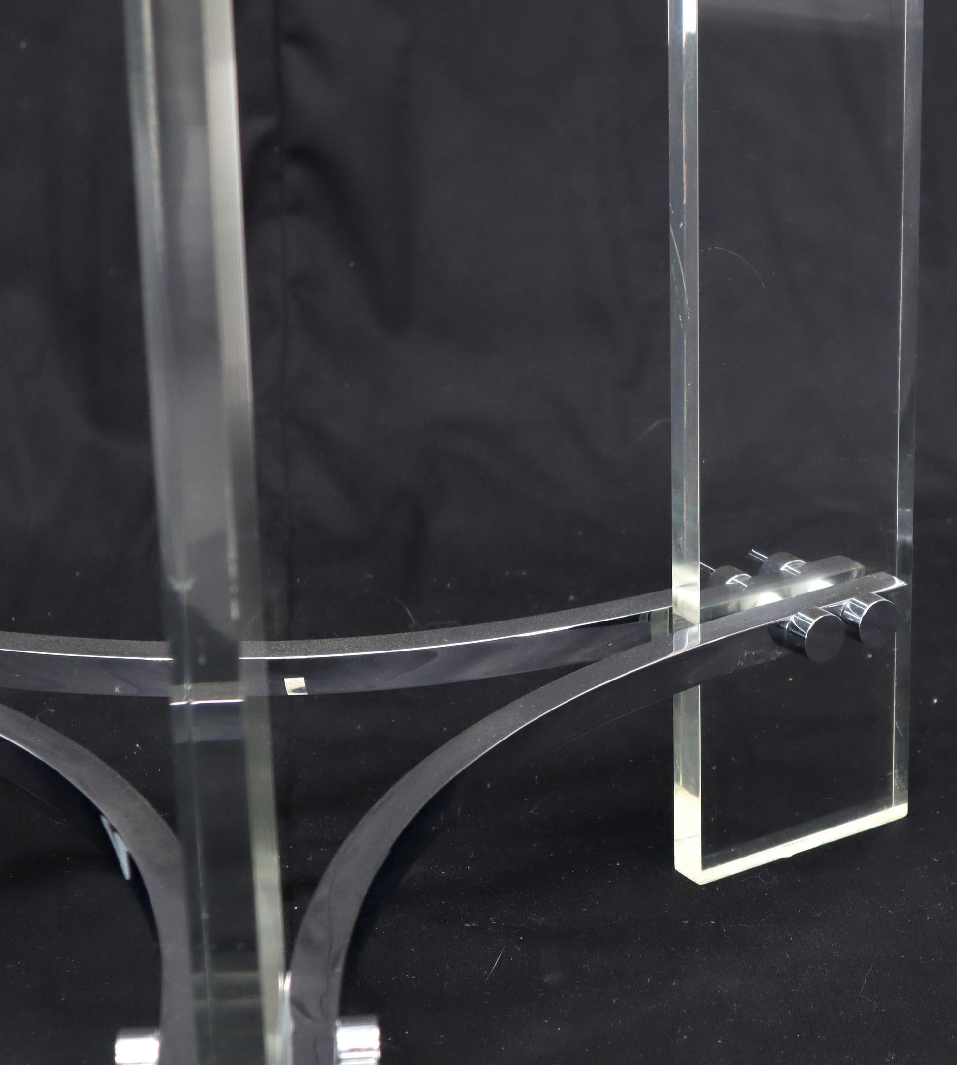 EstablishedLines Round Glass Chrome & Lucite Occasional Side End Table Stand Charles Hollis Jones