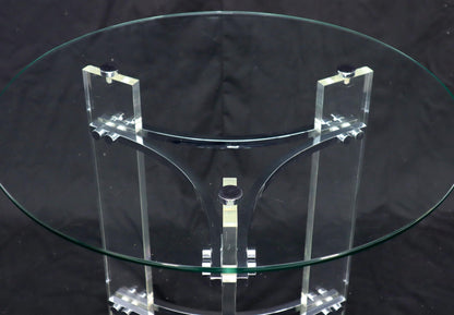 EstablishedLines Round Glass Chrome & Lucite Occasional Side End Table Stand Charles Hollis Jones