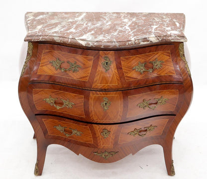 EstablishedLines Bombe French Marble-Top Bronze Ormolu Louis XV Style 3 Drawers Dresser Commode