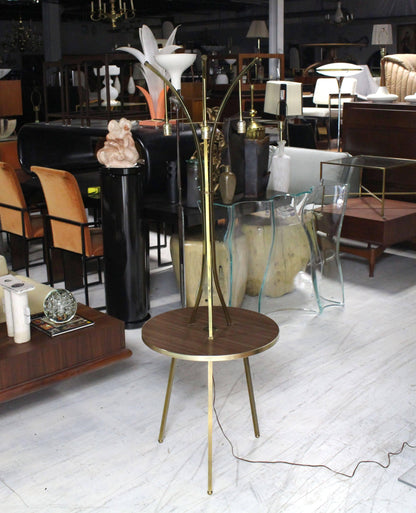 Brass Tri Leg Tripod Base Round Side Table Floor Lamp