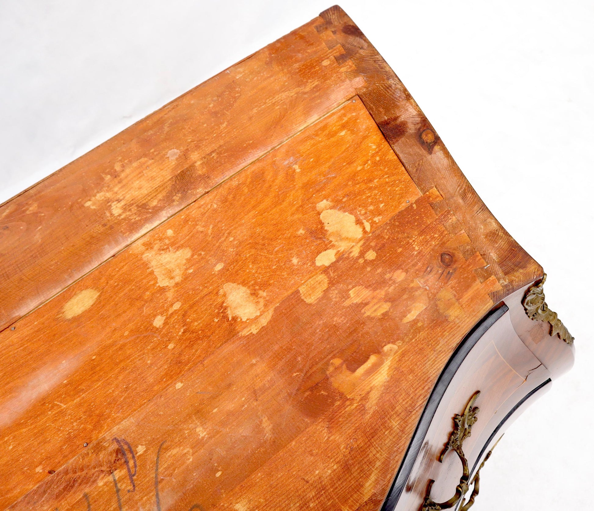 EstablishedLines Bombe French Marble-Top Bronze Ormolu Louis XV Style 3 Drawers Dresser Commode