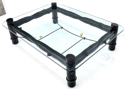 EstablishedLines Large Oversize Thick Glass Top Rectangle Coffee Table with Singing Birds