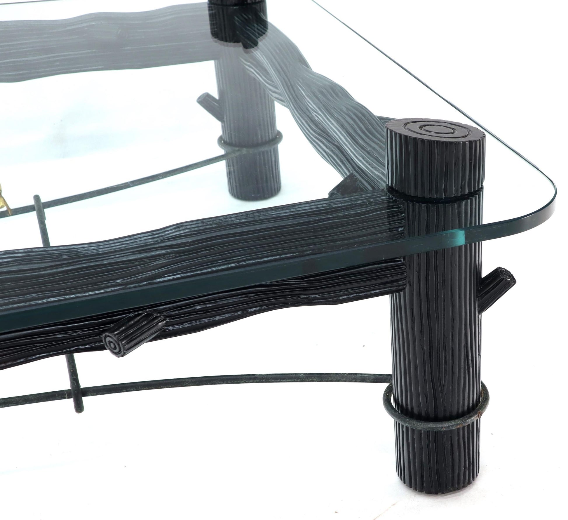 EstablishedLines Large Oversize Thick Glass Top Rectangle Coffee Table with Singing Birds