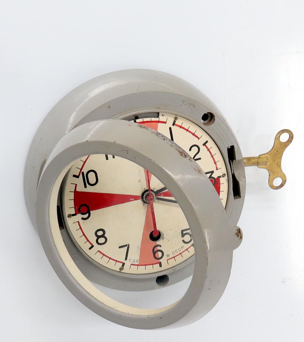 EstablishedLines Midcentury Space Ship Era Wind Up Wall Clock 1960s Made in USSR