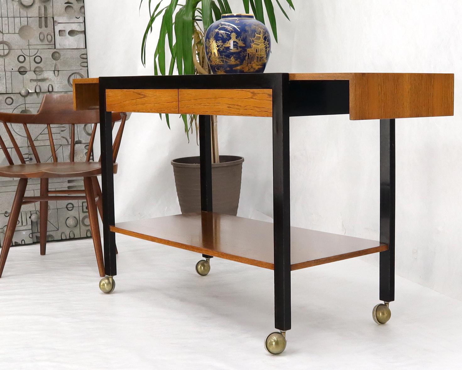 EstablishedLines Harvey Prober Expandable Rolling Serving Two Tier Cart Table Console