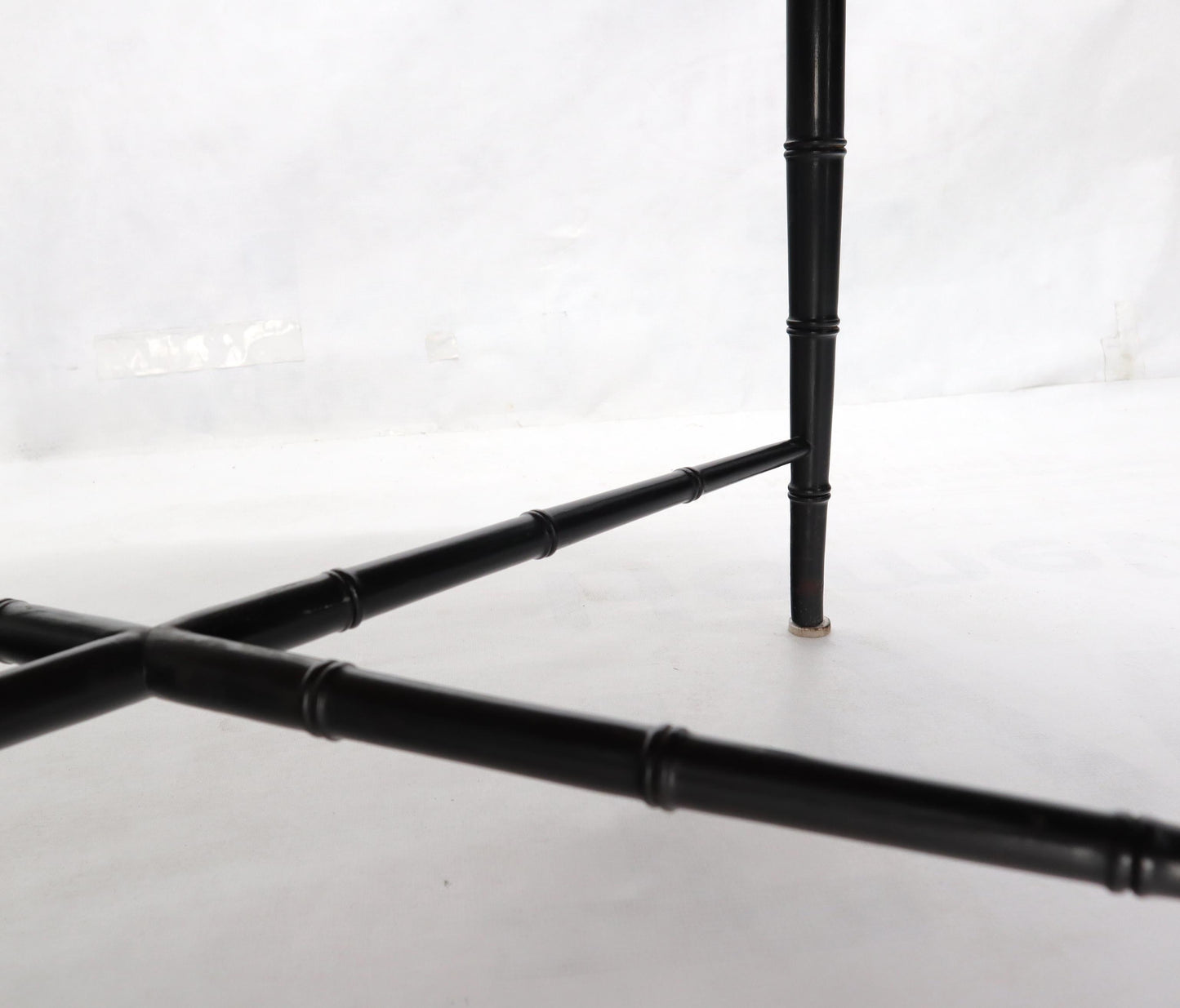EstablishedLines Oval Kittinger Coffee Table Faux Bamboo Tapered Legs Incised Leafs Design on Top