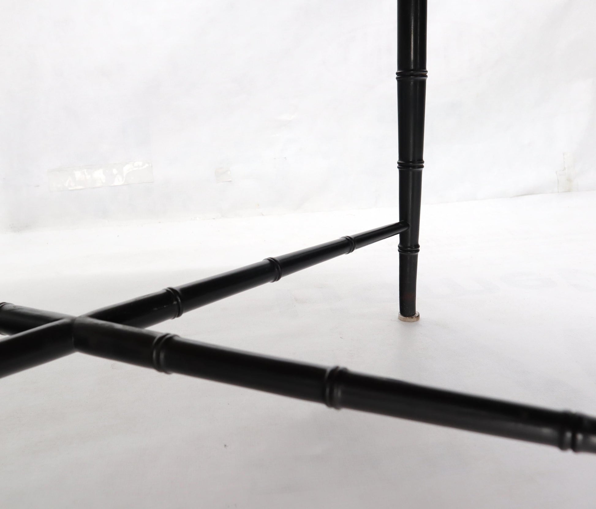 EstablishedLines Oval Kittinger Coffee Table Faux Bamboo Tapered Legs Incised Leafs Design on Top