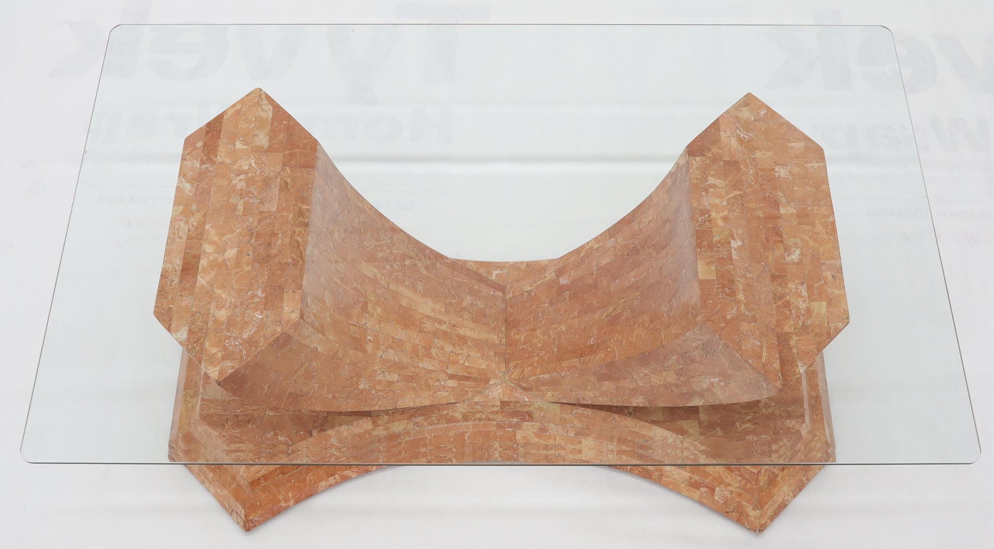 EstablishedLines Tessellated Stone Veneer Tile Glass Top Coffee Table