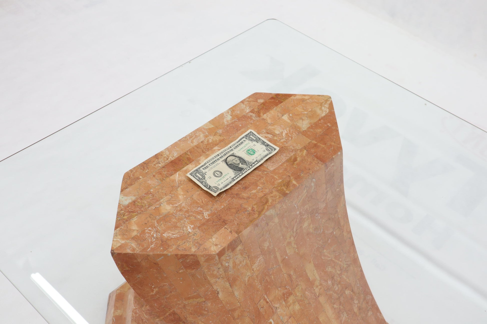 EstablishedLines Tessellated Stone Veneer Tile Glass Top Coffee Table