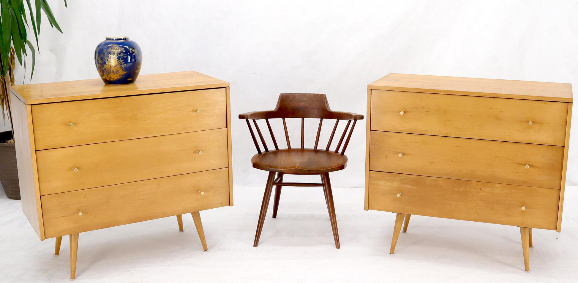 EstablishedLines Pair of Refinished Paul McCobb Three Drawers Dressers Planner Group Tapered Legs