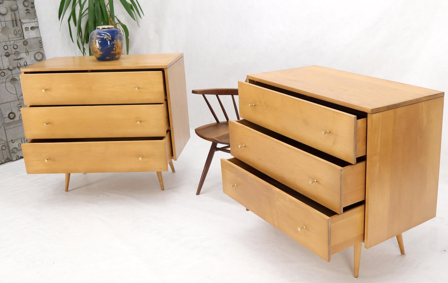 EstablishedLines Pair of Refinished Paul McCobb Three Drawers Dressers Planner Group Tapered Legs