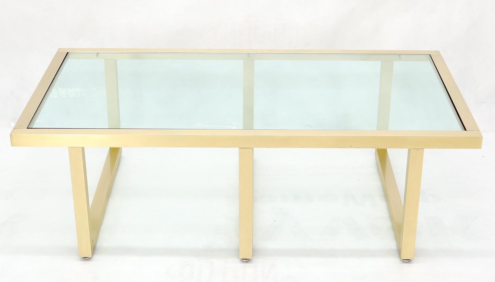 EstablishedLines Brass Frame Shape Base Glass Top Rectangular Coffee Table