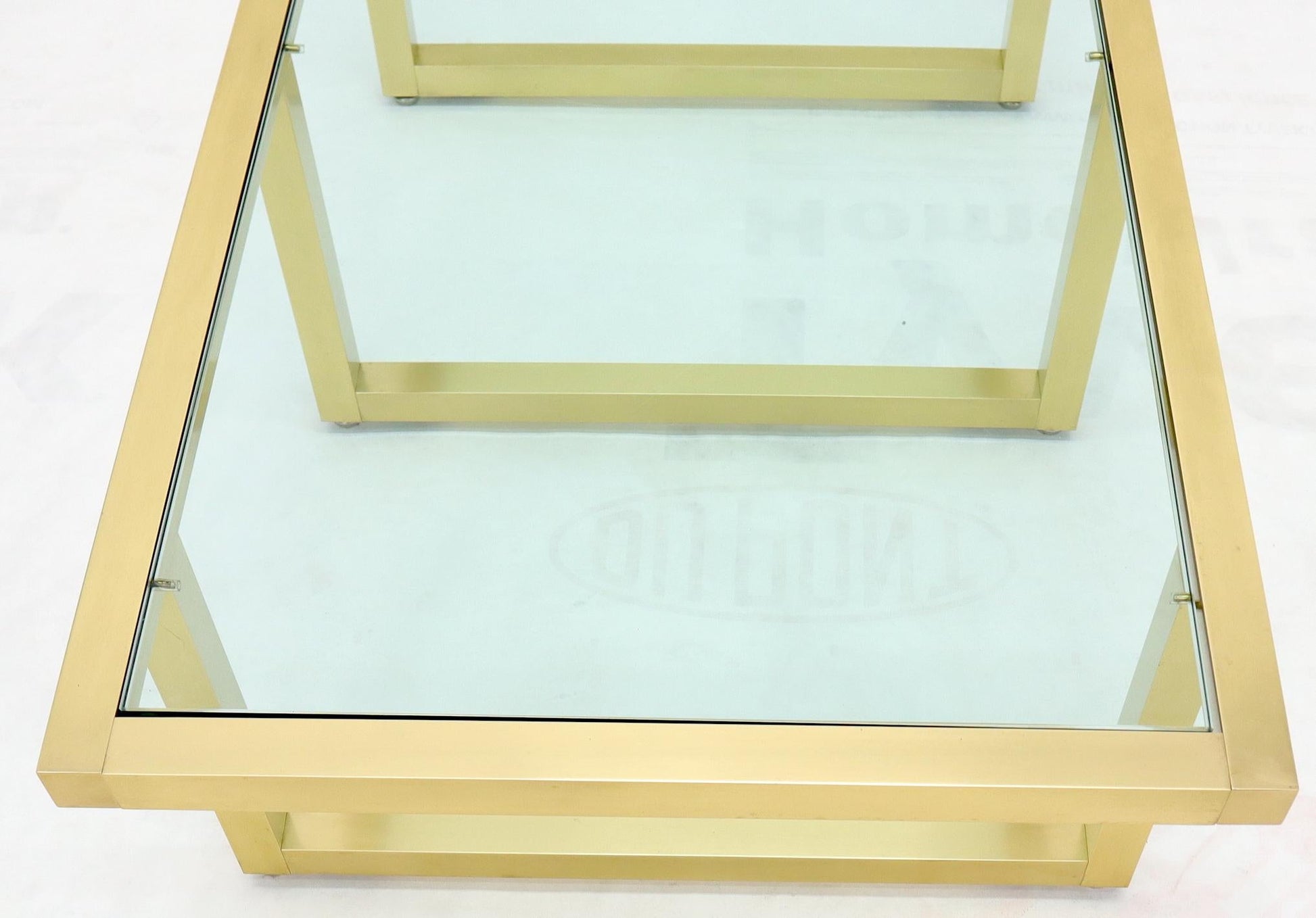 EstablishedLines Brass Frame Shape Base Glass Top Rectangular Coffee Table