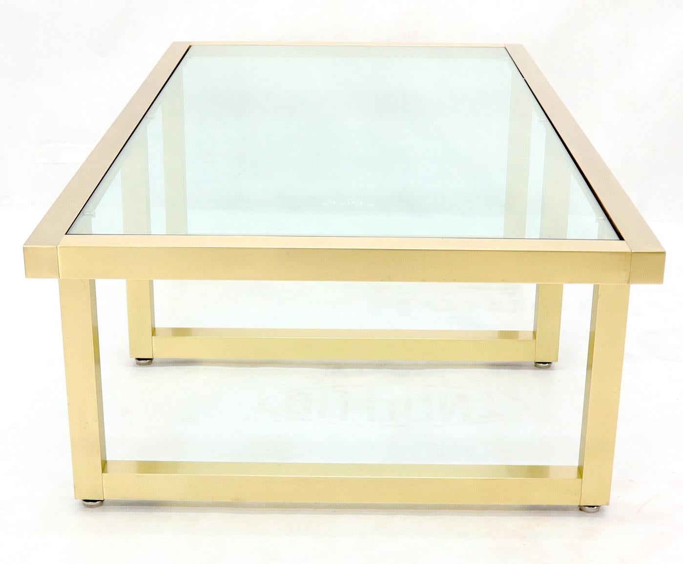 EstablishedLines Brass Frame Shape Base Glass Top Rectangular Coffee Table