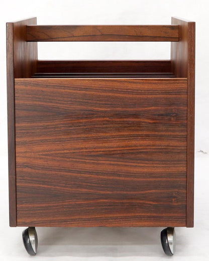 EstablishedLines Danish Mid-Century Modern Rosewood Magazine Rack on Wheels