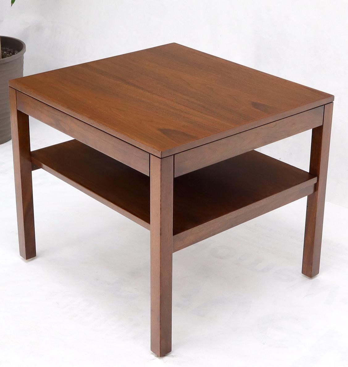 EstablishedLines Mid-Century Modern Walnut Rectangle Two Tier End Table
