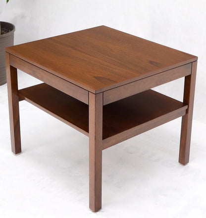 EstablishedLines Mid-Century Modern Walnut Rectangle Two Tier End Table